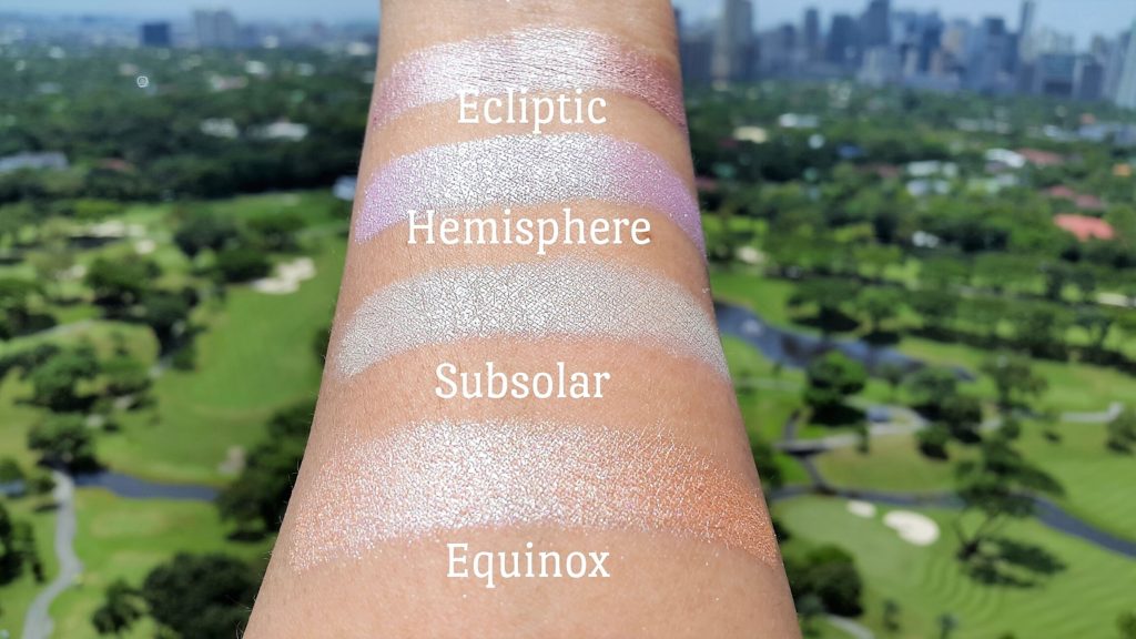 Sleek Makeup - Solstice Highlighting Palette Swatches Outdoors.