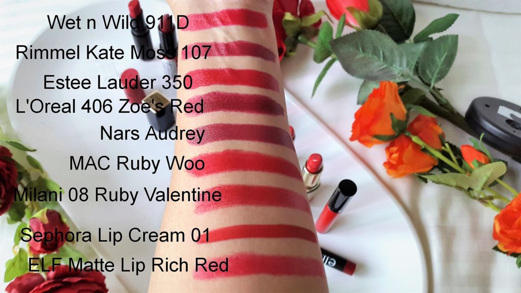 My favorite red lipsticks for the winter 2017 with swatches.