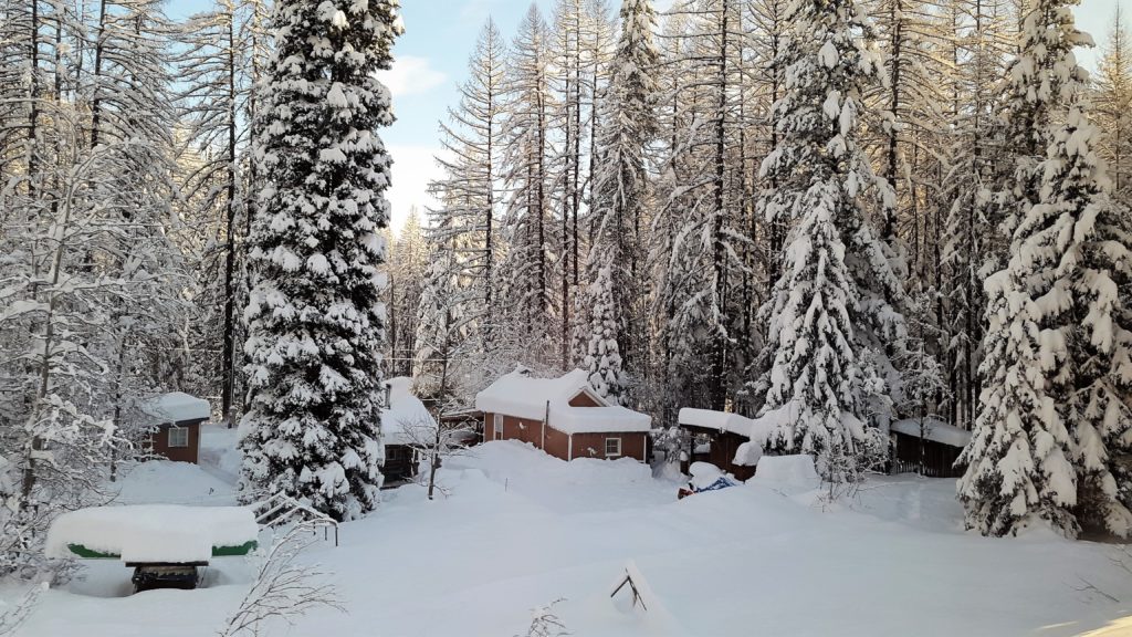 Beautiful snow covered scene while travelling from Seattle to Chicago by Amtrak Train in December 2017