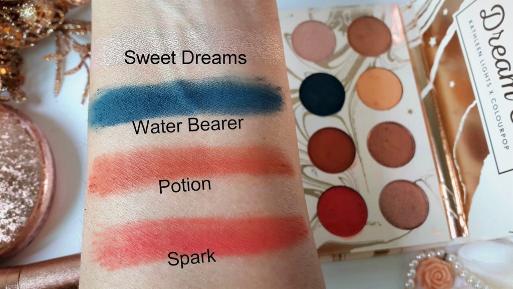 Kathleenlights X Colourpop Dream St Eyeshadow Palette - Close Swatches of second row