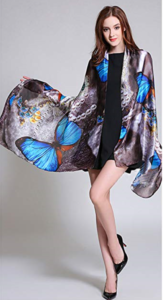 Printed silk scarf for women