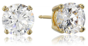 Amazon Essentials Plated Sterling Silver Cubic Cut Stud Earrings (Round & Princess)