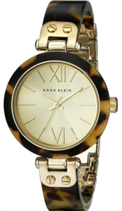Anne Klein Women's Gold- Tone Tortoise Shell Plastic Bracelet Watch