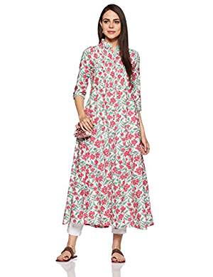 A three quarter sleeve floral print anarkali style kurta that is perfect for every body and every day. 