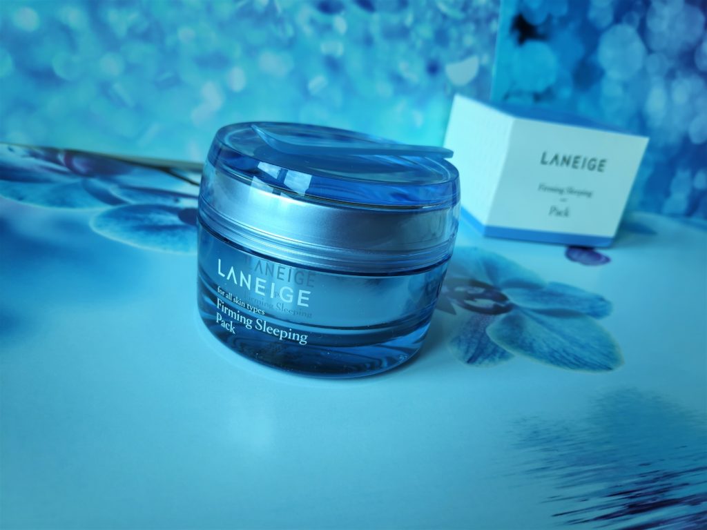Laneige Firming Sleeping Pack. This thick gel mask is infused with peptide rich ingredient called 'SleePOP', that are meant to stimulate the cell rejuvenation process while also stimulating collagen production. These peptides prevent dryness and improve skin's restorative function.