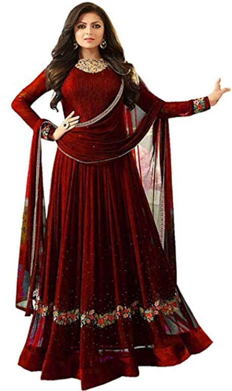 Maroon Ethnic Indian Anarkali gown 