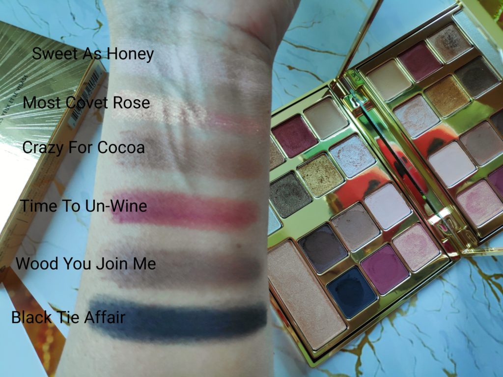 Swatches of Milani Gilded Desires Eye & Face Palette 