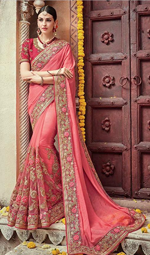 Beautiful budget friendly designer saree with heavy hand embroidery 