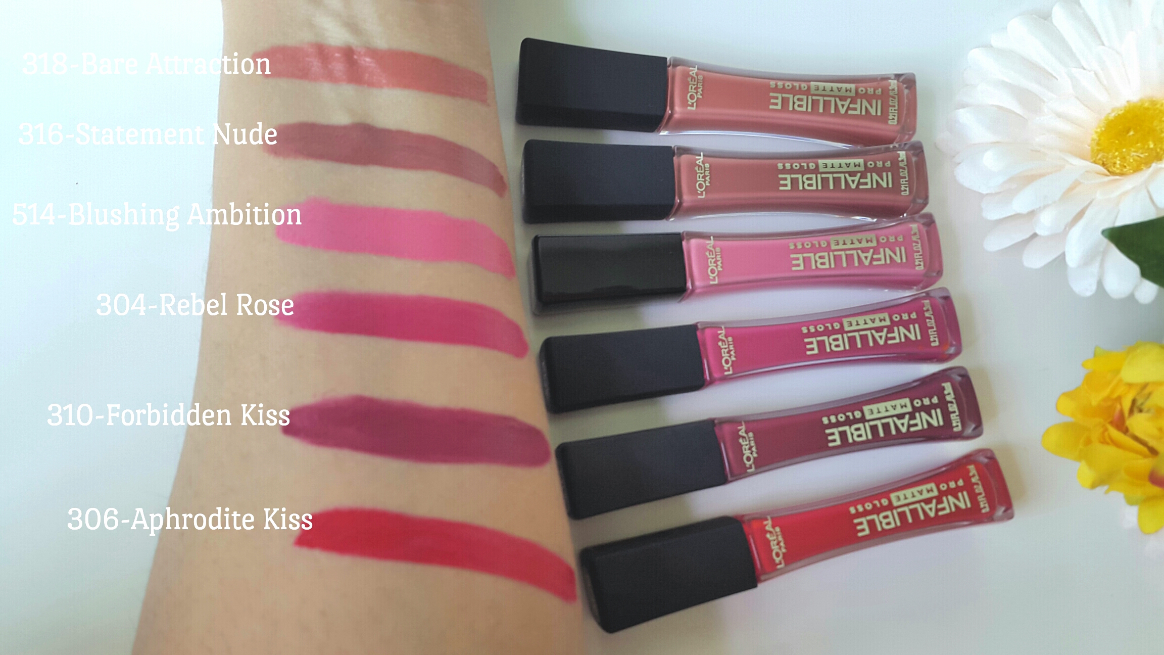 L'Oreal Infallible Pro-Matte Gloss Swatches