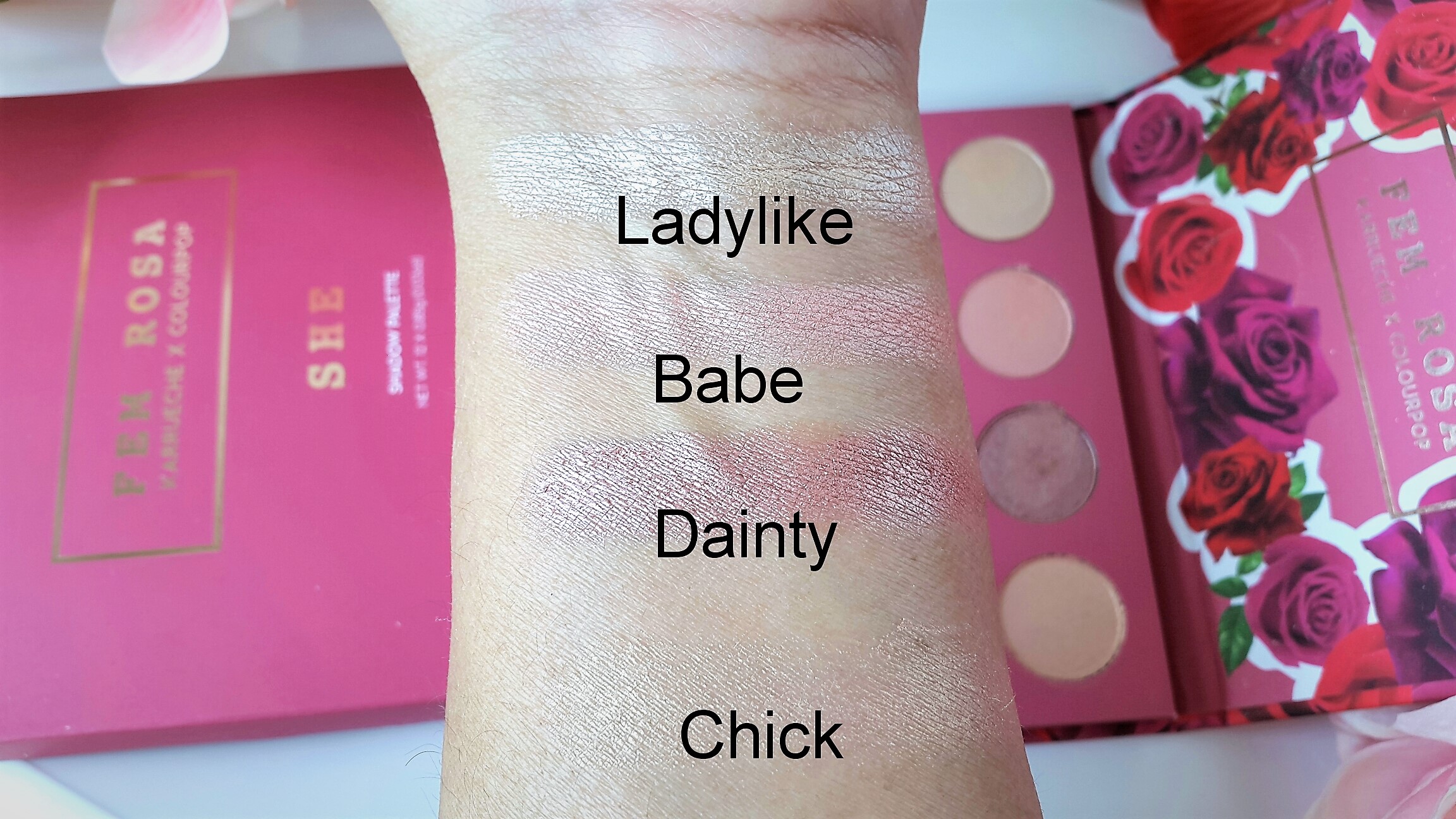 Colourpop Fem Rosa She Palette Swatches