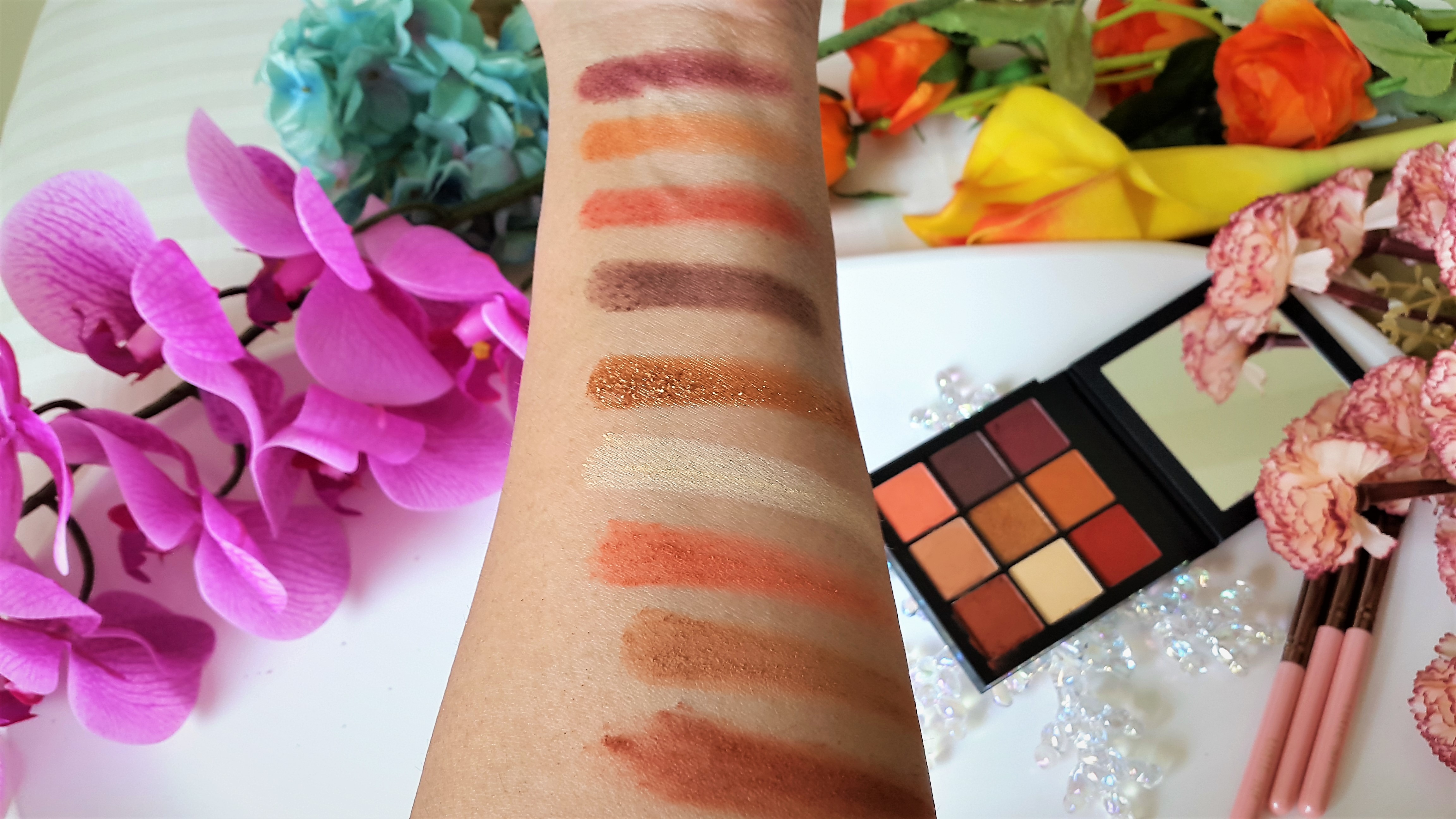 Huda Beauty Warm Brown Obsessions Palette Swatches