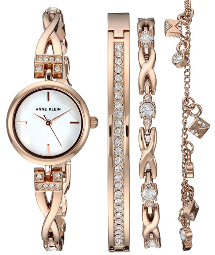 Anne Klein Women's Swarovski Crystal Accented Rose Gold-Tone Watch 