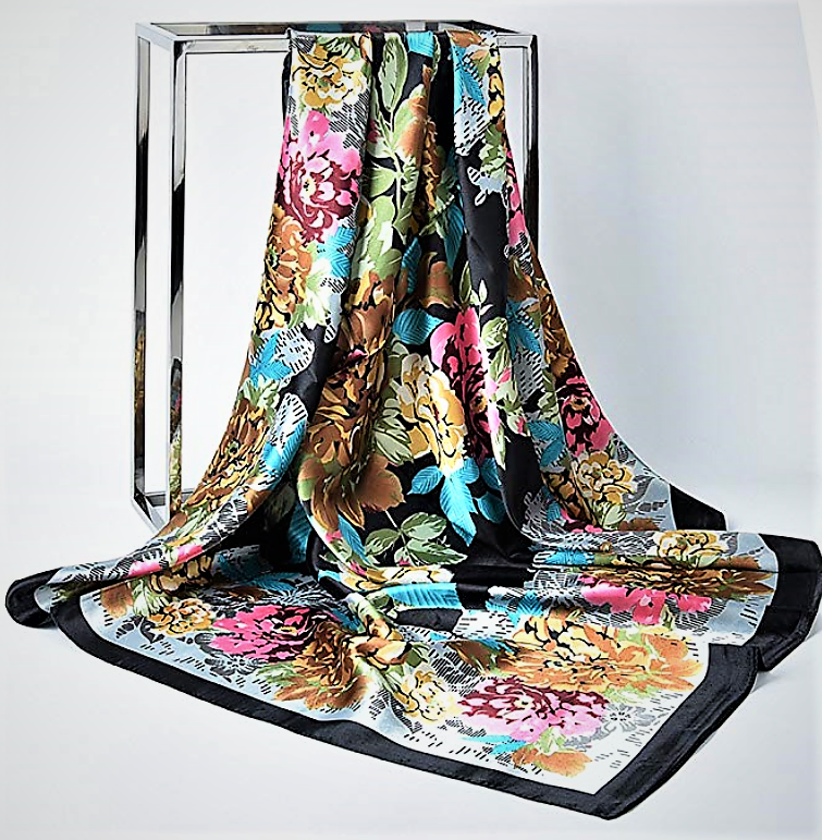 Large Square Satin Silk Scarf