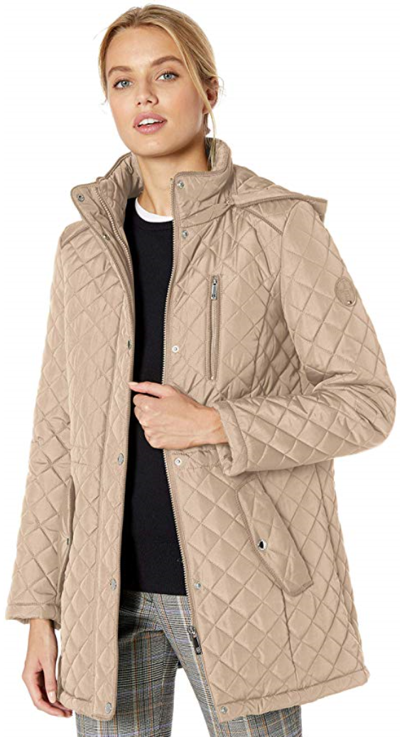 tommy hilfiger women's hooded diamond quilted jacket