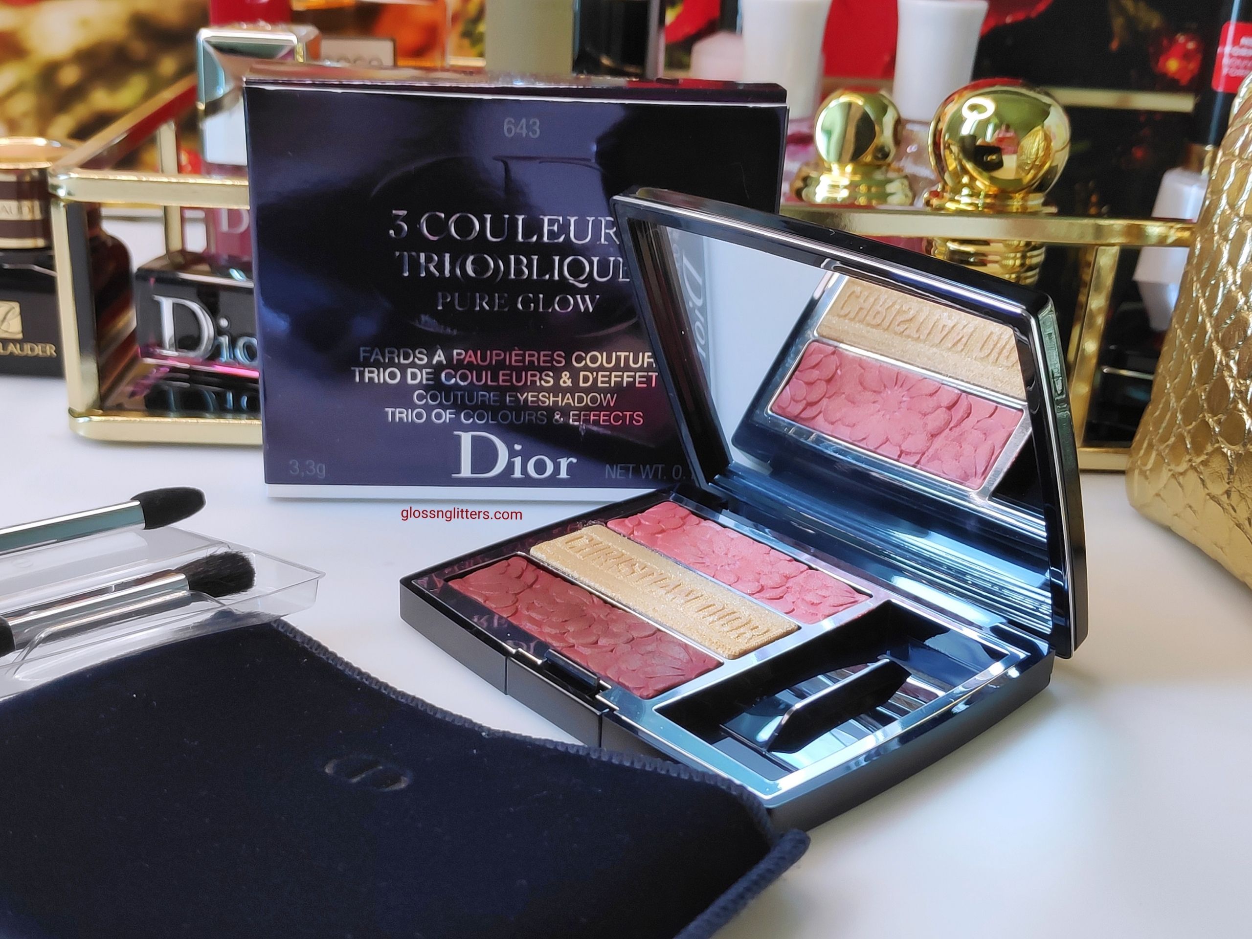 Dior 3 Couleurs Trioblique Pure Glow 643 Pure Petals Eyeshadow Palette  Review - Glossnglitters