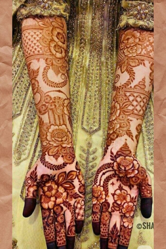 Beautiful floral bridal henna design