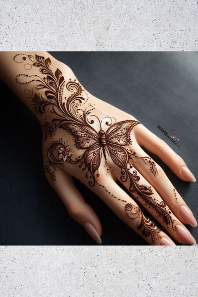 Cute butterfly mehndi designs for festivals 