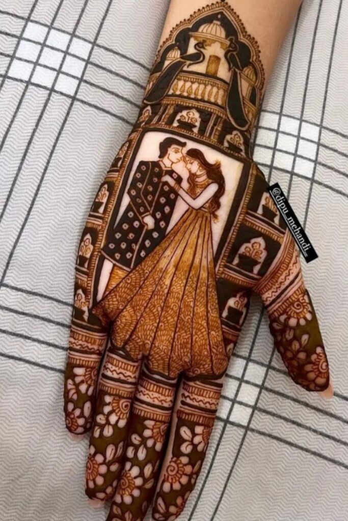 Beautiful couple mehndi design for engagement