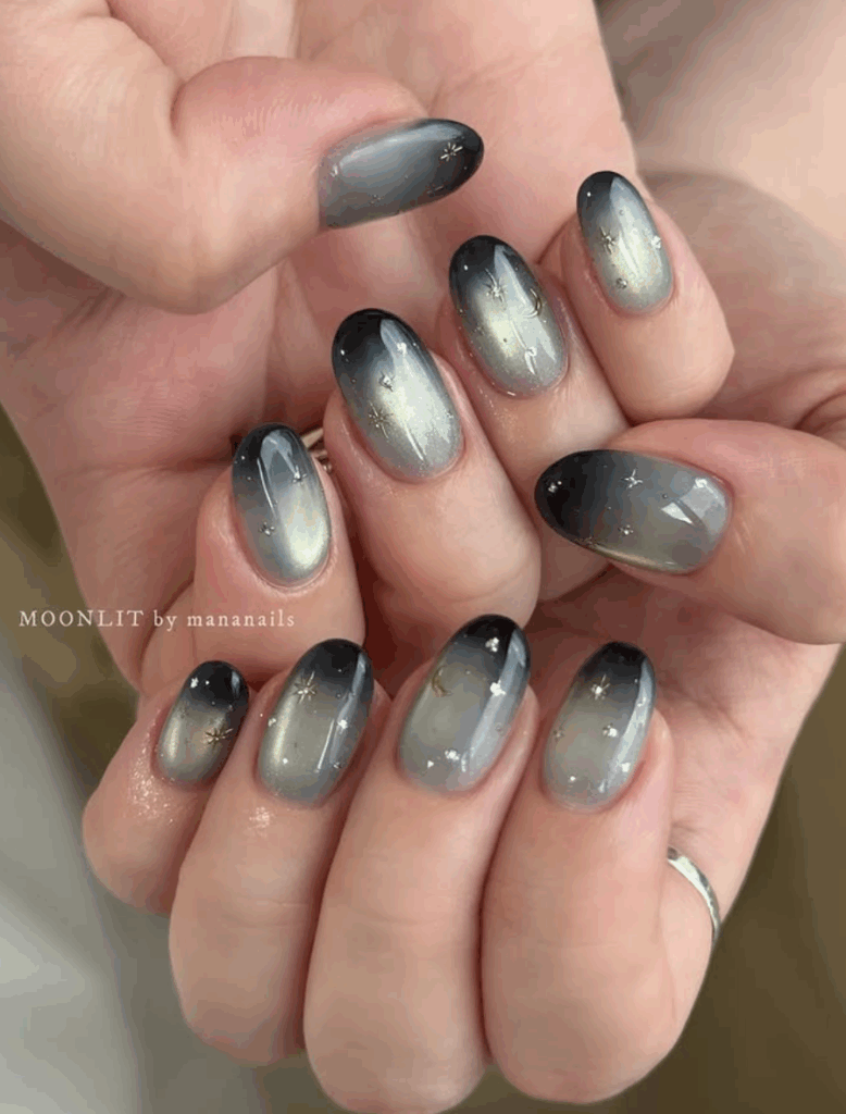 Chrome nails or glass nails in jewel tones are the latest trends in fall 2025