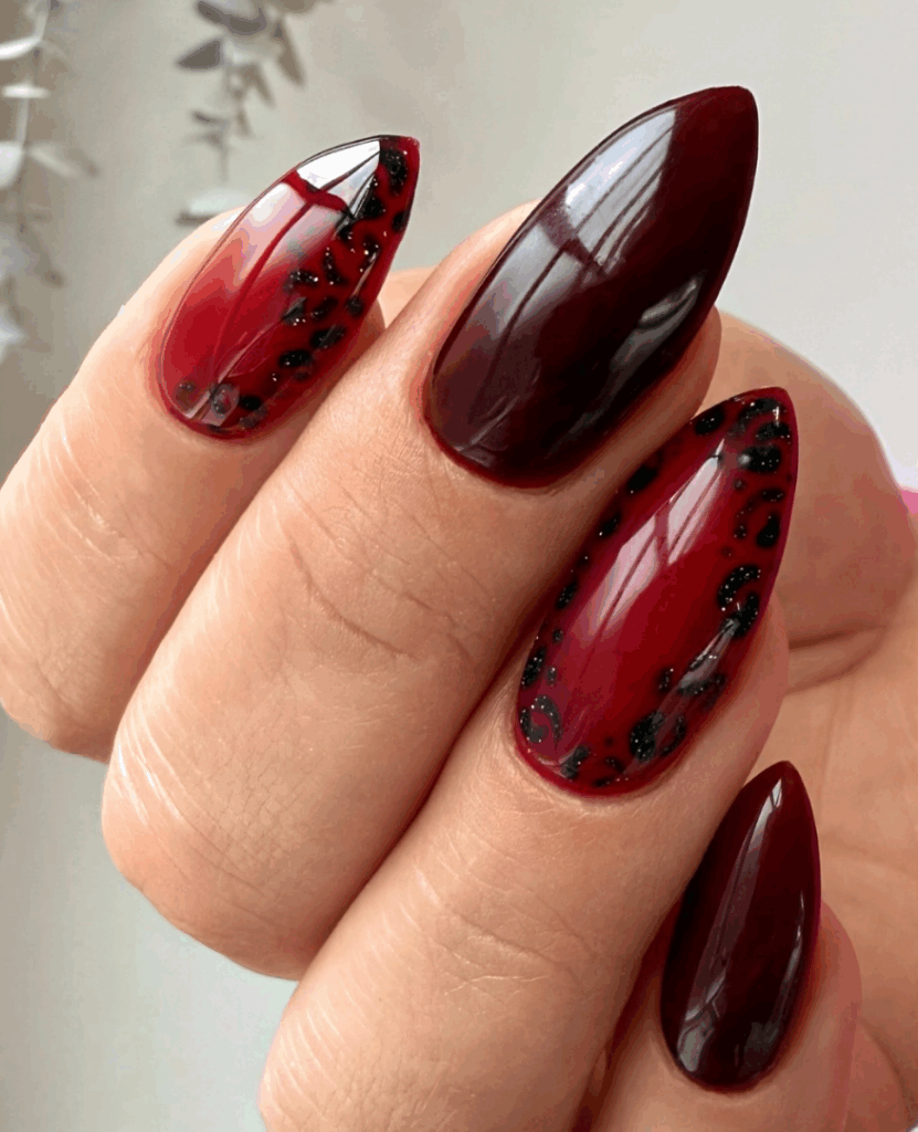 Deep cherry red nails for fall 2025