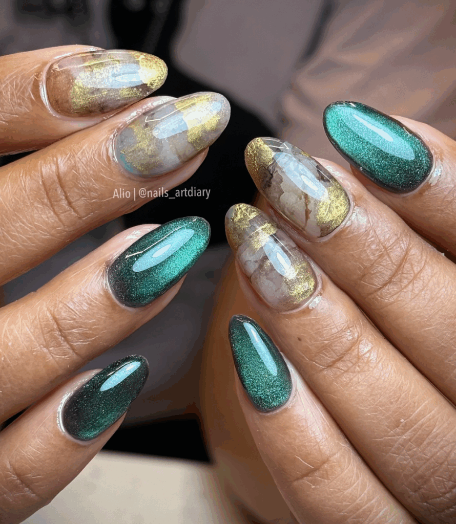 Try the gorgeous shades of greys and greens for your fall manicure 