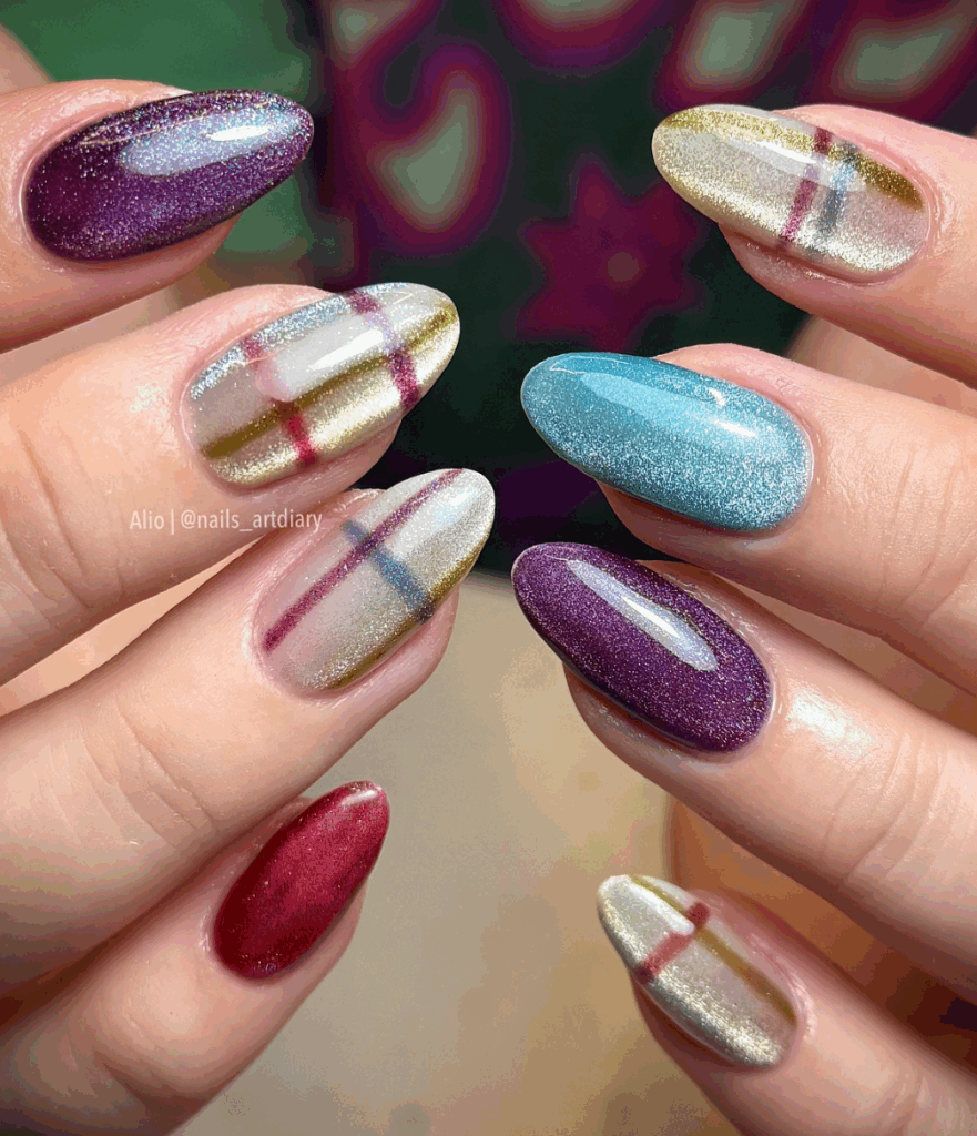 Chrome nails or glass nails in jewel tones are the latest trends in fall 2025
