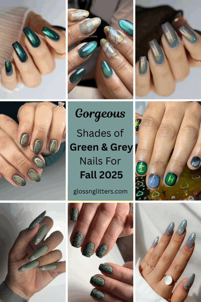 Try the gorgeous shades of greys and greens for your fall manicure 