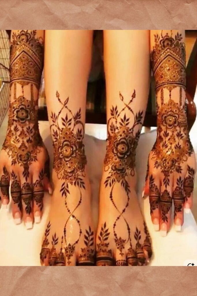 Fusion mehndi design mixing Arabic and Indian styles – modern look