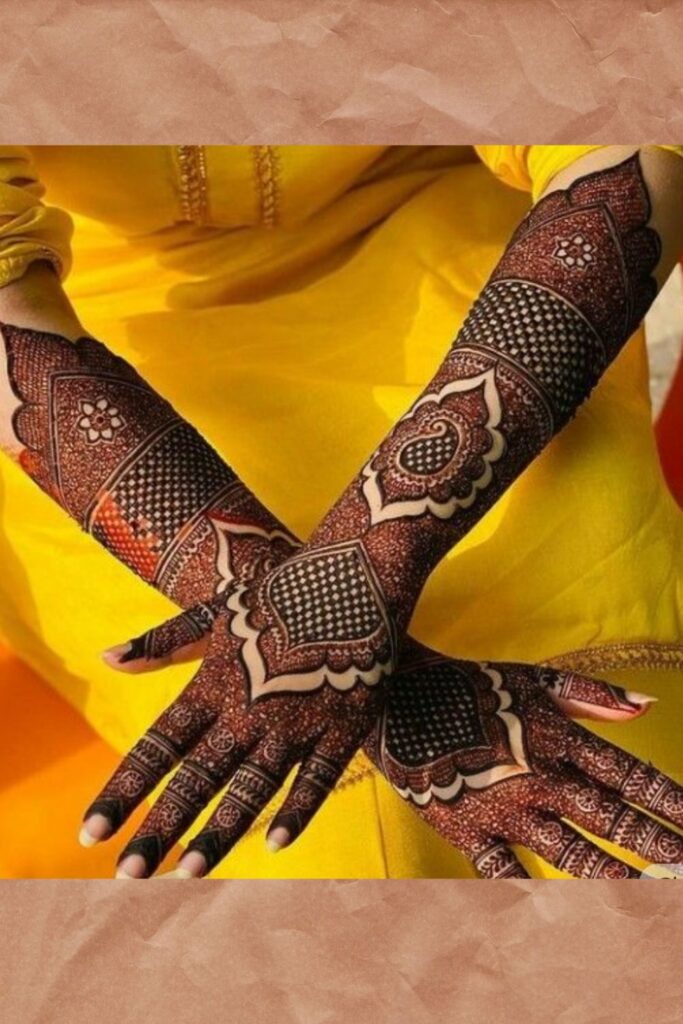Elbow length intricate and fine traditional henna design 2025